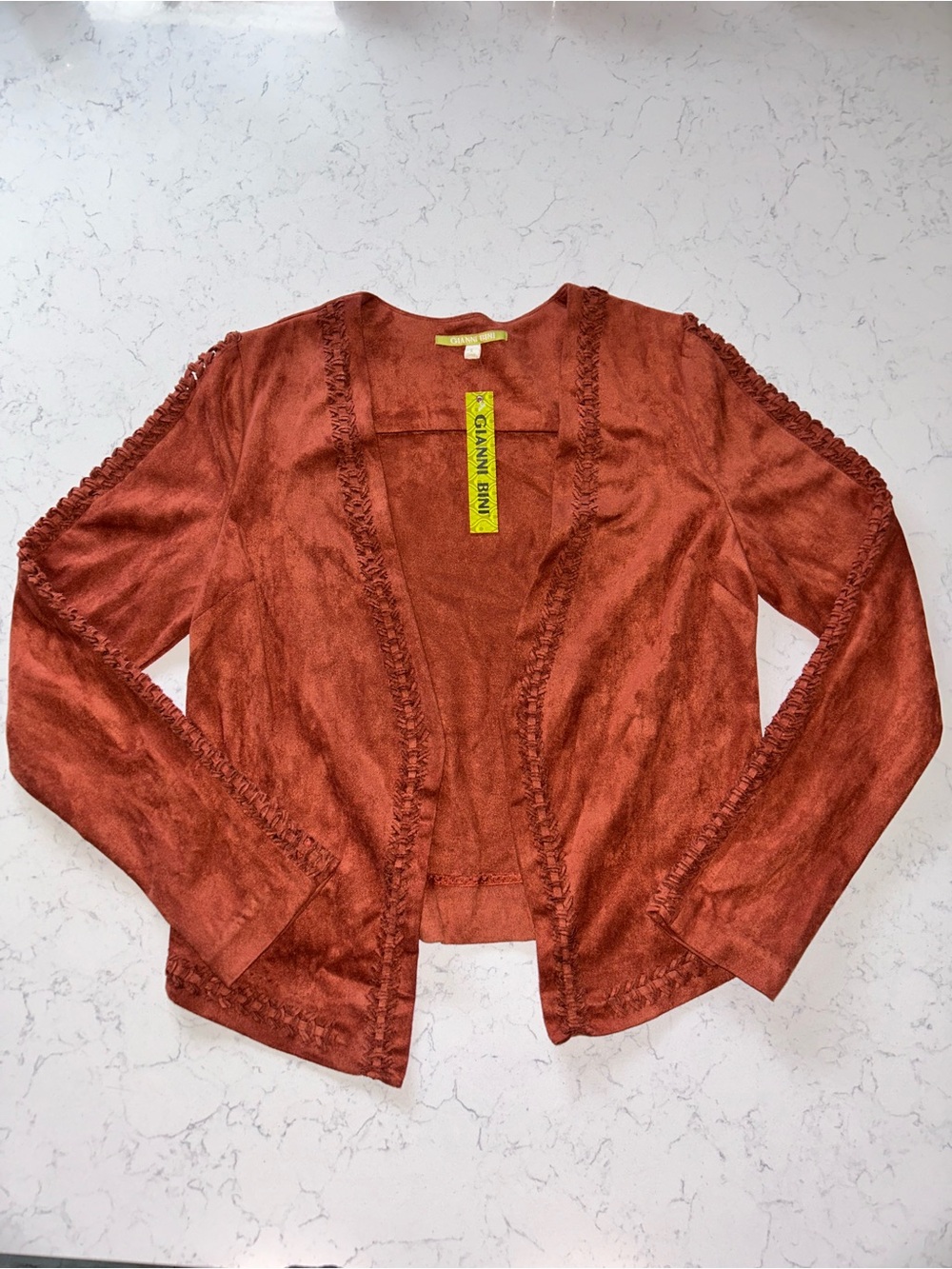 NWT Gianni Bini Boho Vegan Suede Blazer with Braided Accents - Picture 13 of 15